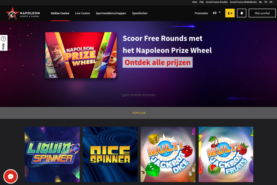 top Napoleon Casino reload-bonus advertentie