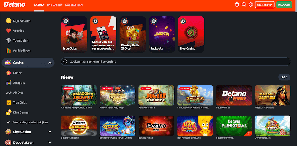 Betano casino homepage