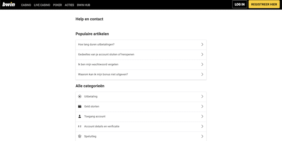 bwin help center