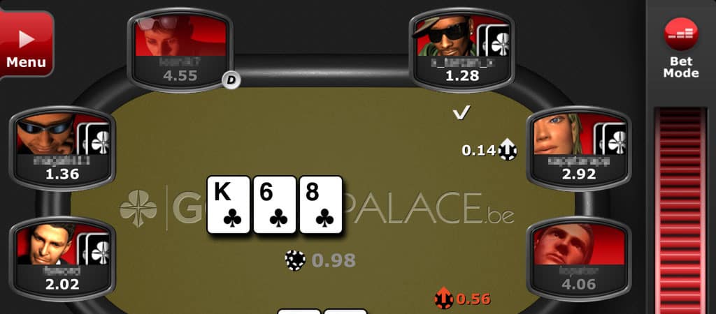 Online poker via de Golden Palace app