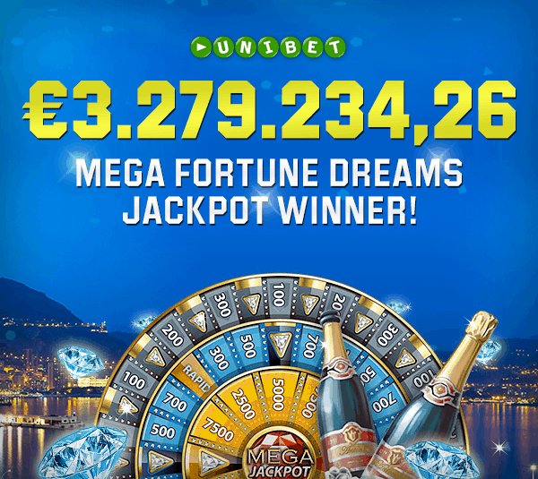 Jackpot winnaar met Mega Fortune Dreams bij Unibet
